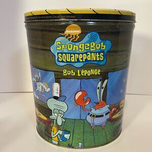 Vintage SpongeBob Doritos Chip Tin With Lid Viacom 2004 Large Metal Can 11.5"x10